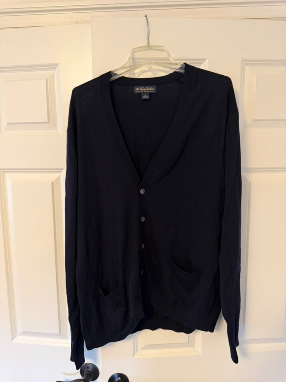 Brooks Brothers 100% Merino Wool Cardigan Sweater Navy Blue Menβs XL